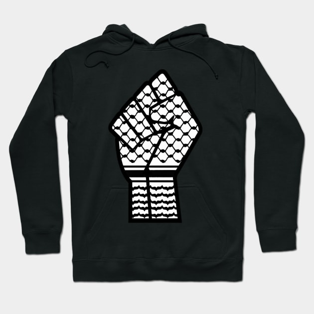 Keffiyeh Black Power Fist - Right Side - Back Hoodie by SubversiveWare